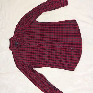 Bar III Men's Red And Black button down shirt slim fit size small 14-14 1/2